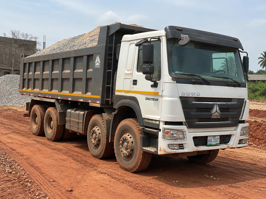 Photograph of a tipper truck used for hauling sand, granite and debris on construction projects